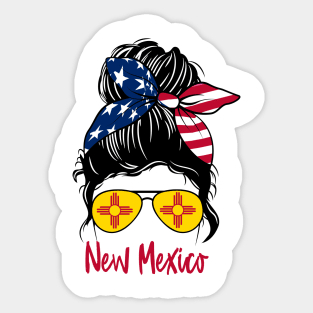 New Mexico girl Messy bun , American Girl , New Mexico Flag Sticker